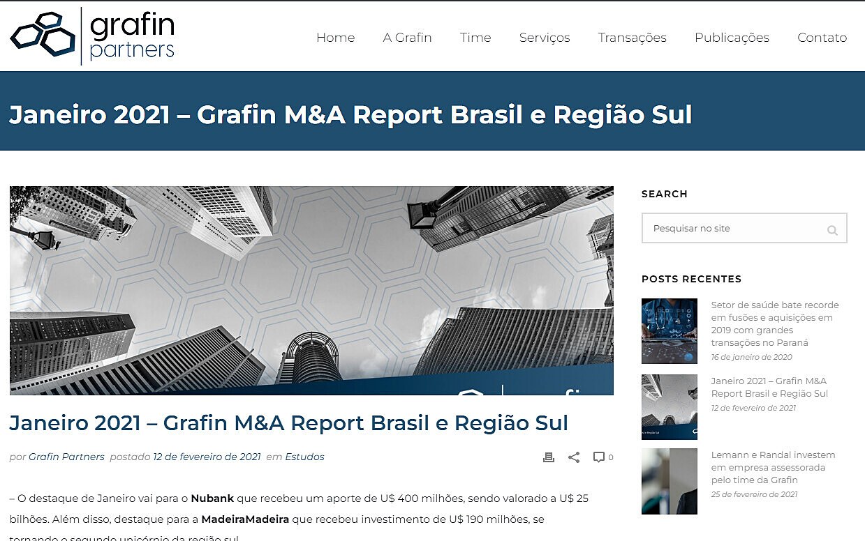 Janeiro 2021  Grafin M&A Report Brasil e Regio Sul